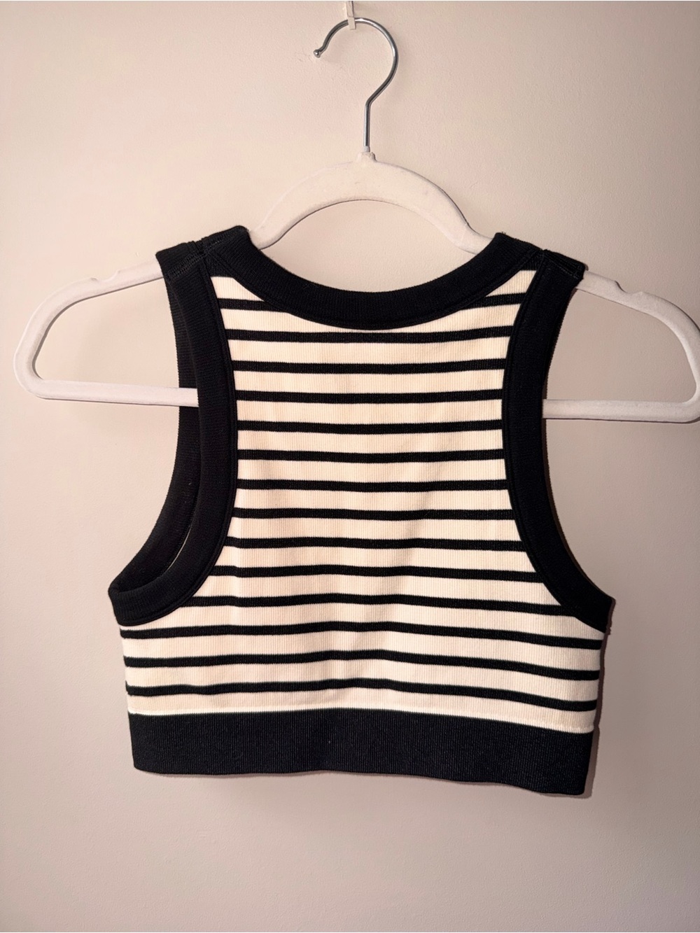 aerie Black & White Striped Crop Tank